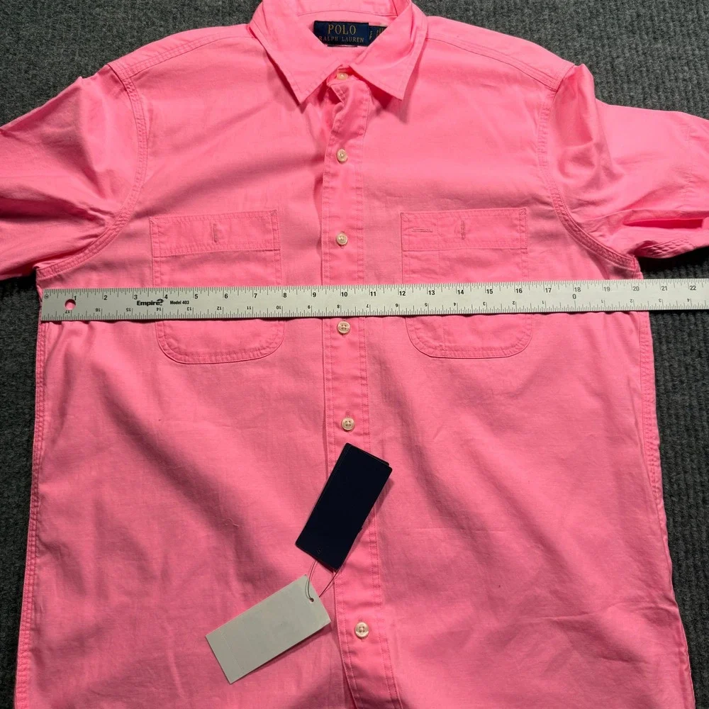 Polo Ralph Lauren Button Down Shirt Mens Small Pink Short Sleeve Classic Fit NWT